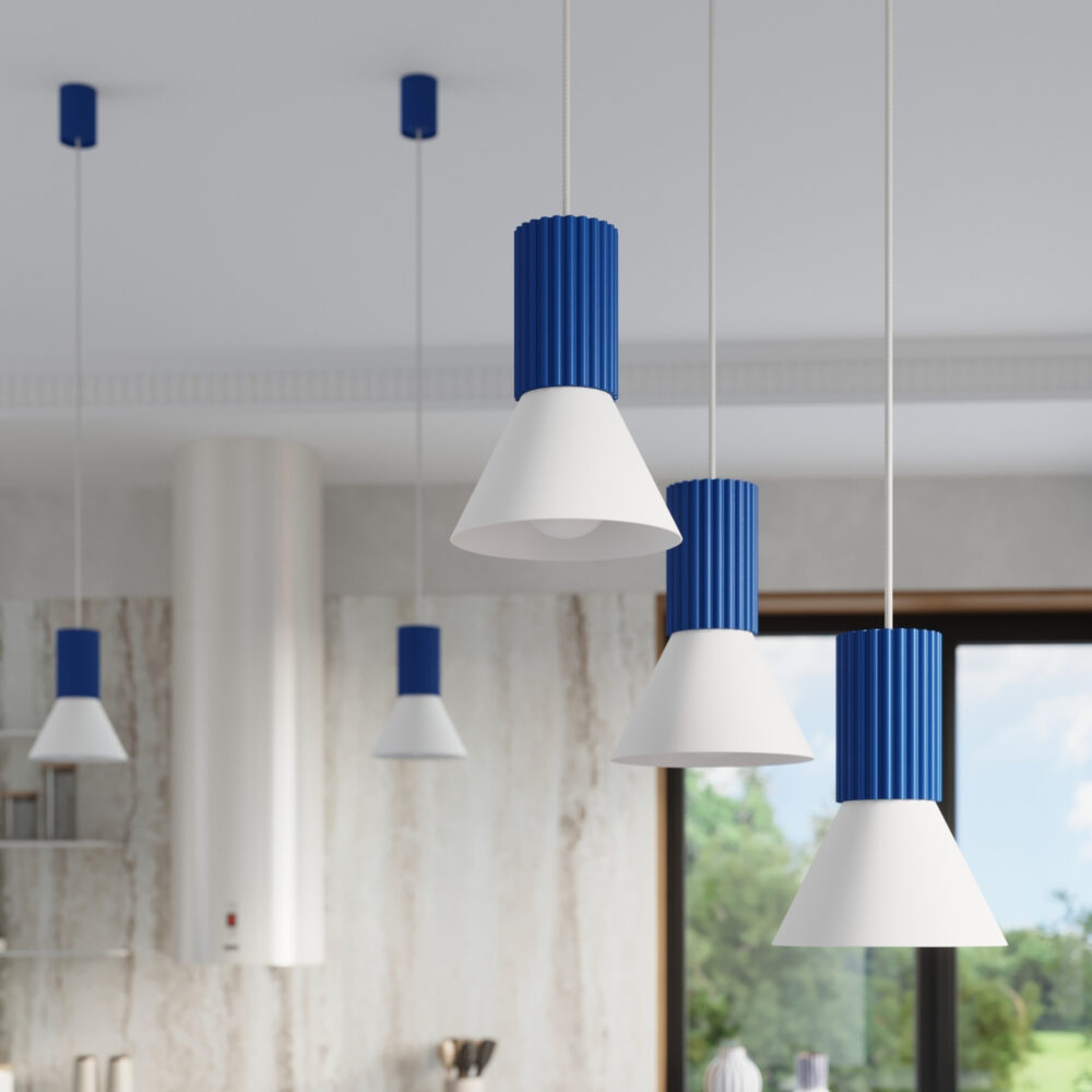 Lampa wisząca ESTRIA 3P biała/ultramaryna