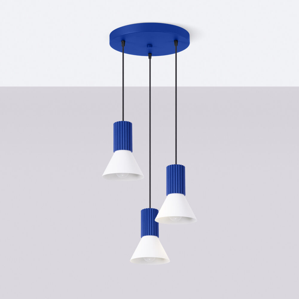 Lampa wisząca ESTRIA 3P biała/ultramaryna