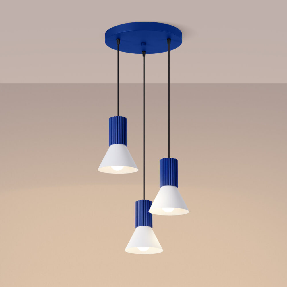 Lampa wisząca ESTRIA 3P biała/ultramaryna