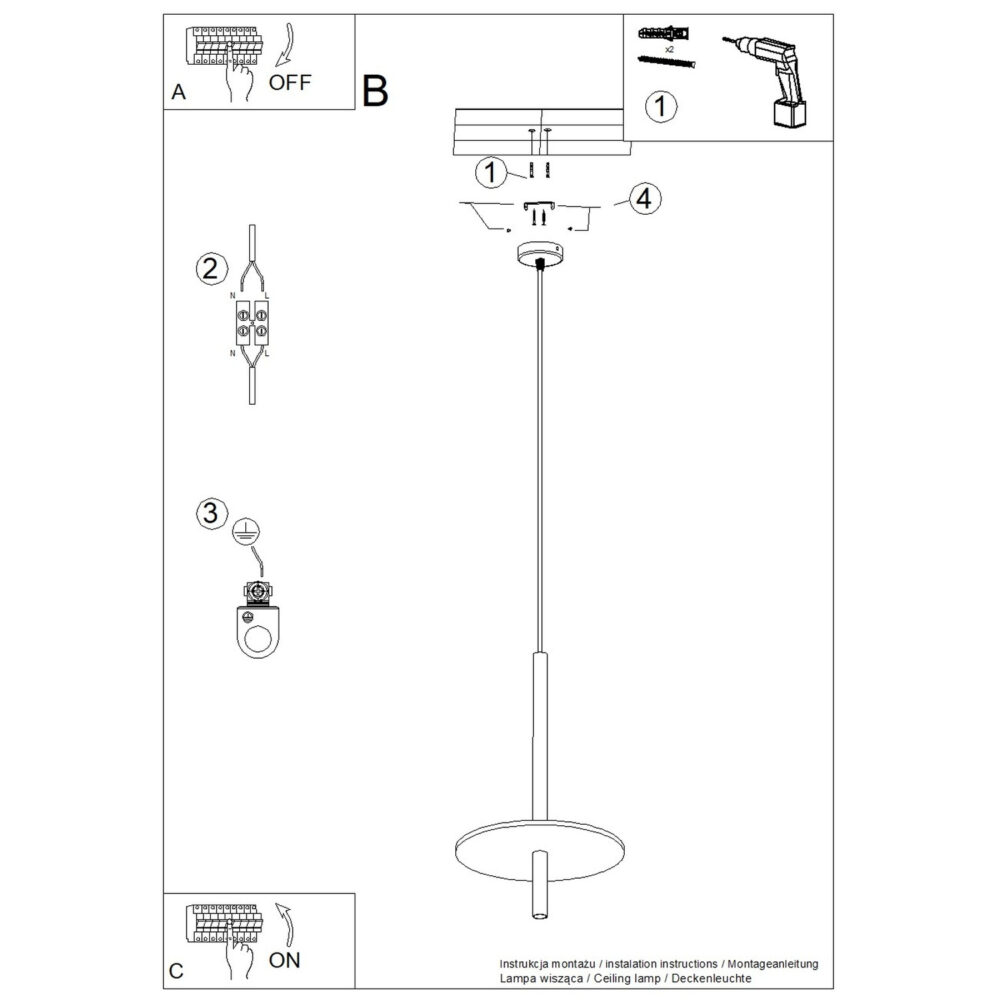 Lampa wisząca FELTRO 1 czarna/beżowa