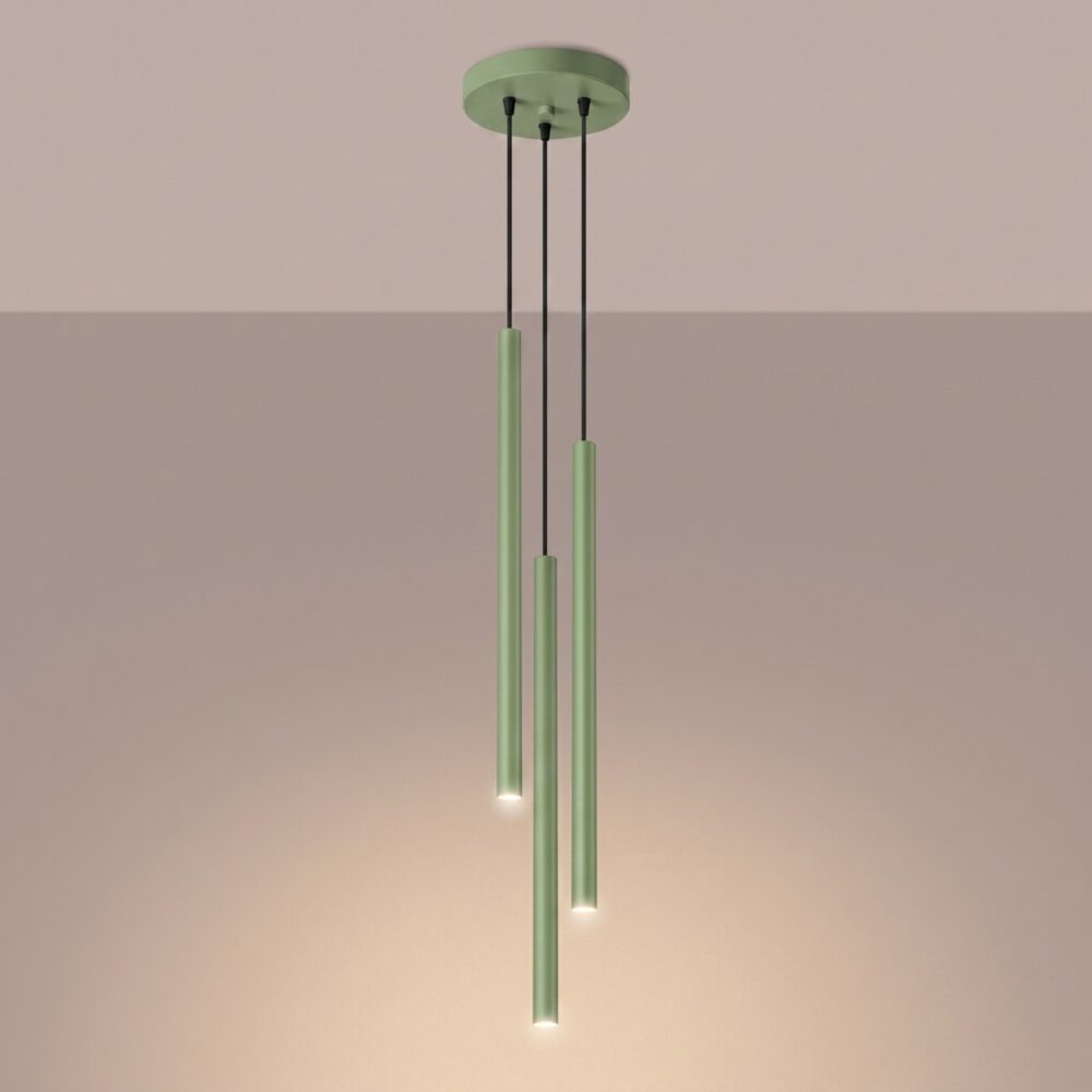 Lampa wisząca PASTELO 3P szałwiowa