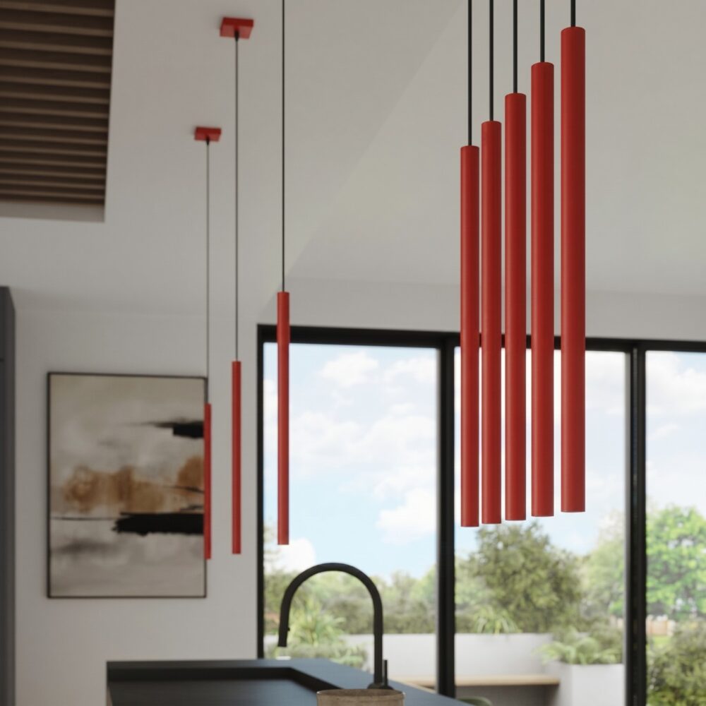 Lampa wisząca PASTELO 2 czerwona