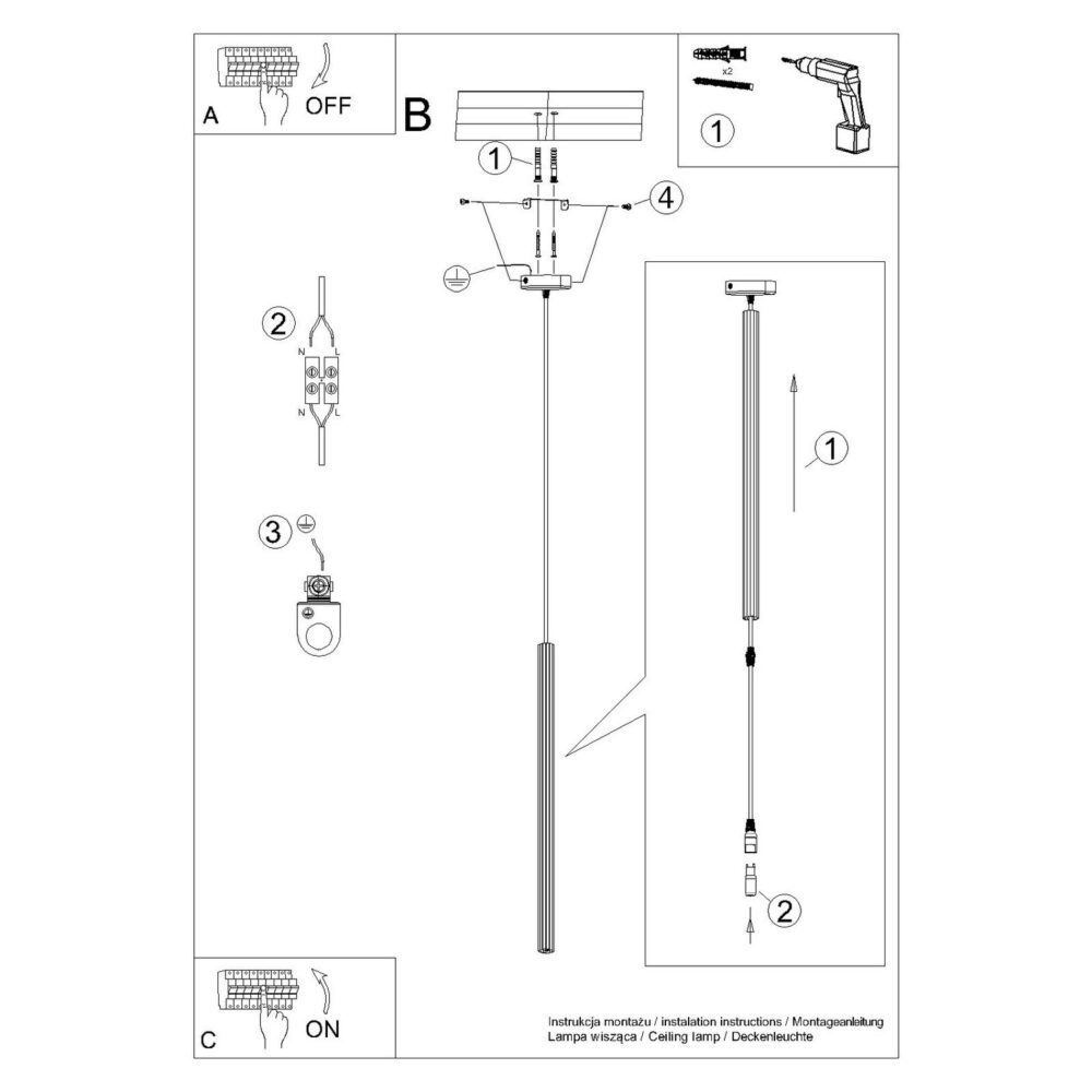 Lampa wisząca ARCHE 1 ochra czerwona