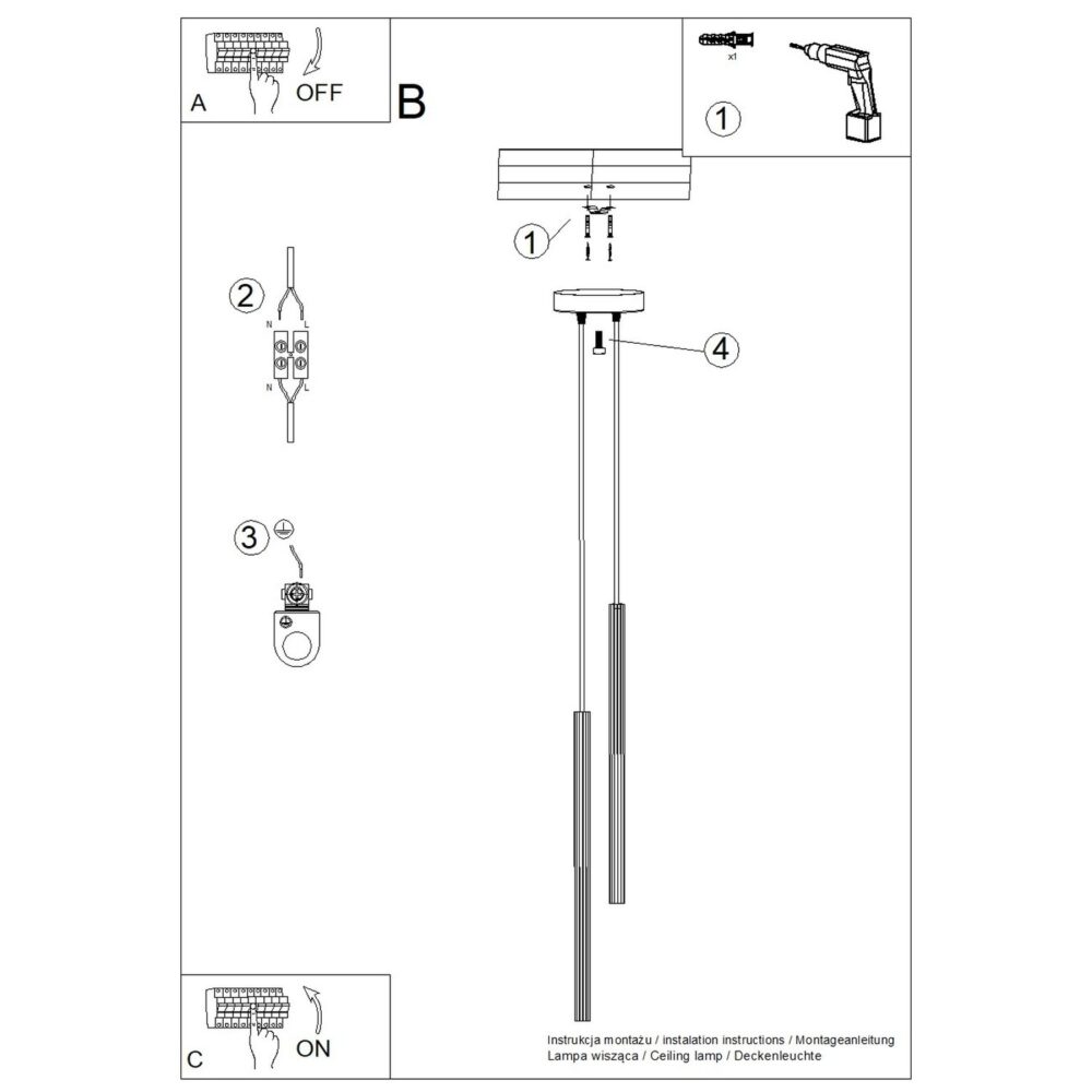 Lampa wisząca ARCHE 2P ochra czerwona