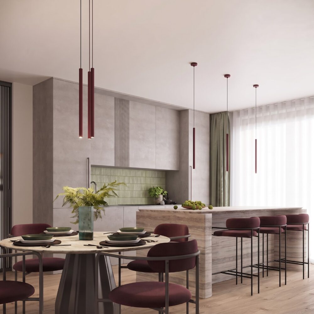 Lampa wisząca ARCHE 1 burgund