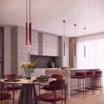Lampa wisząca ARCHE 3P burgund