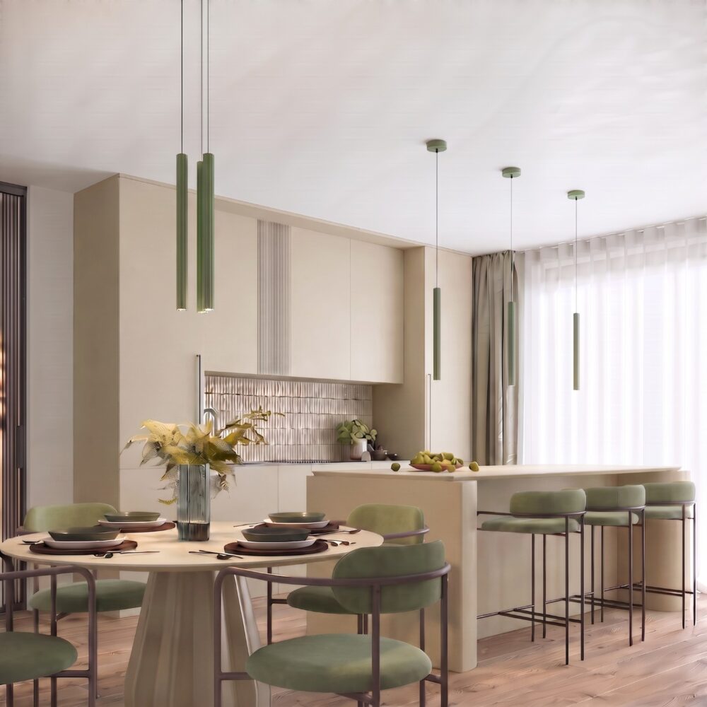 Lampa wisząca ARCHE 1 zielona oliwka