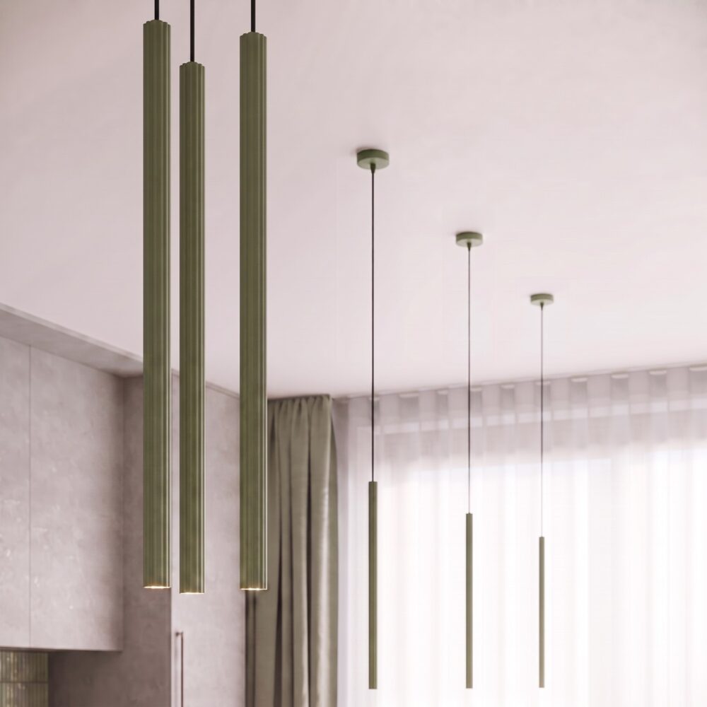Lampa wisząca ARCHE 3P zielona oliwka