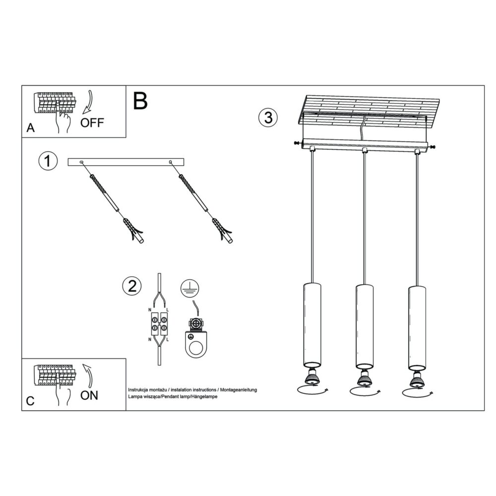 Lampa wisząca LAGOS 3L taupe