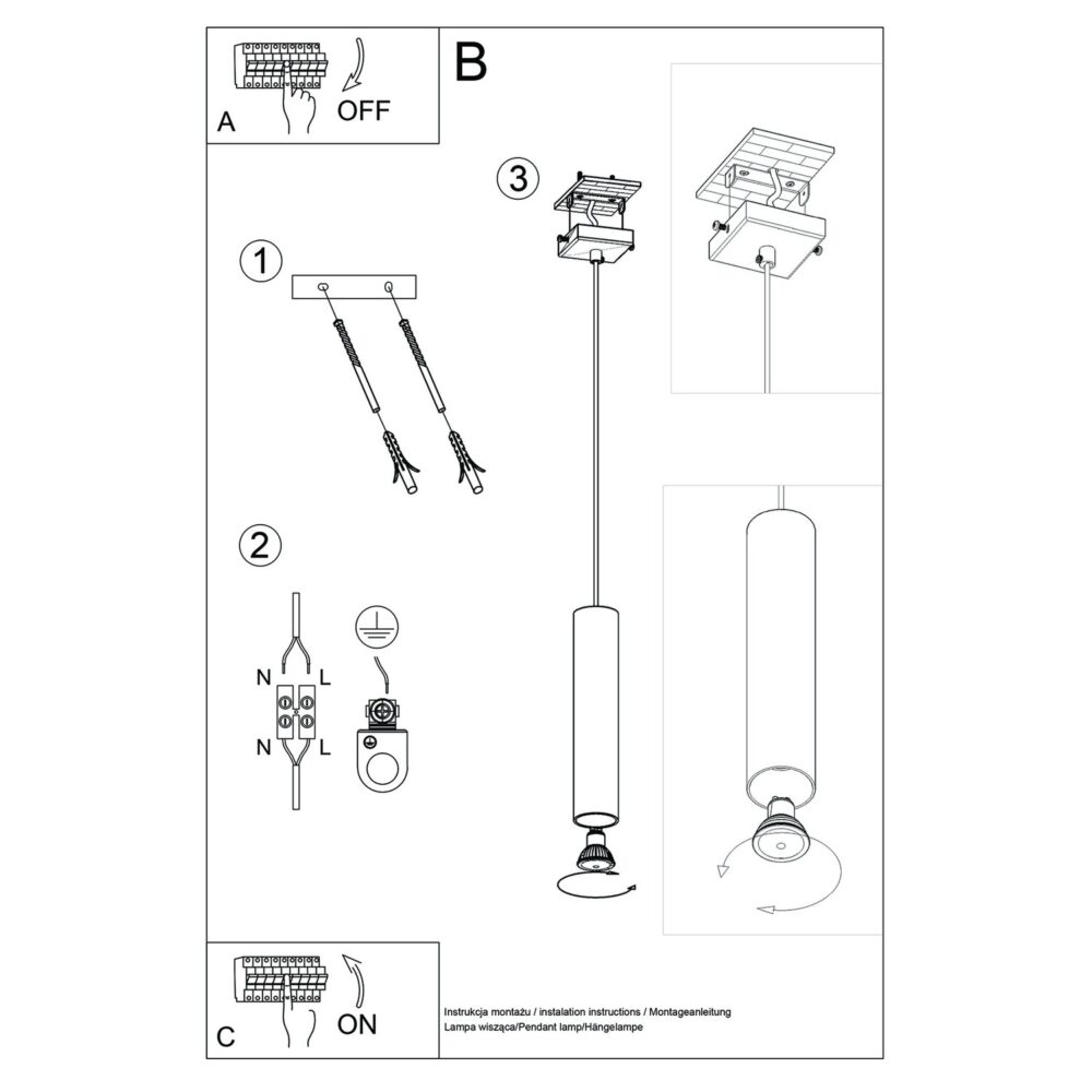 Lampa wisząca LAGOS 1 burgund