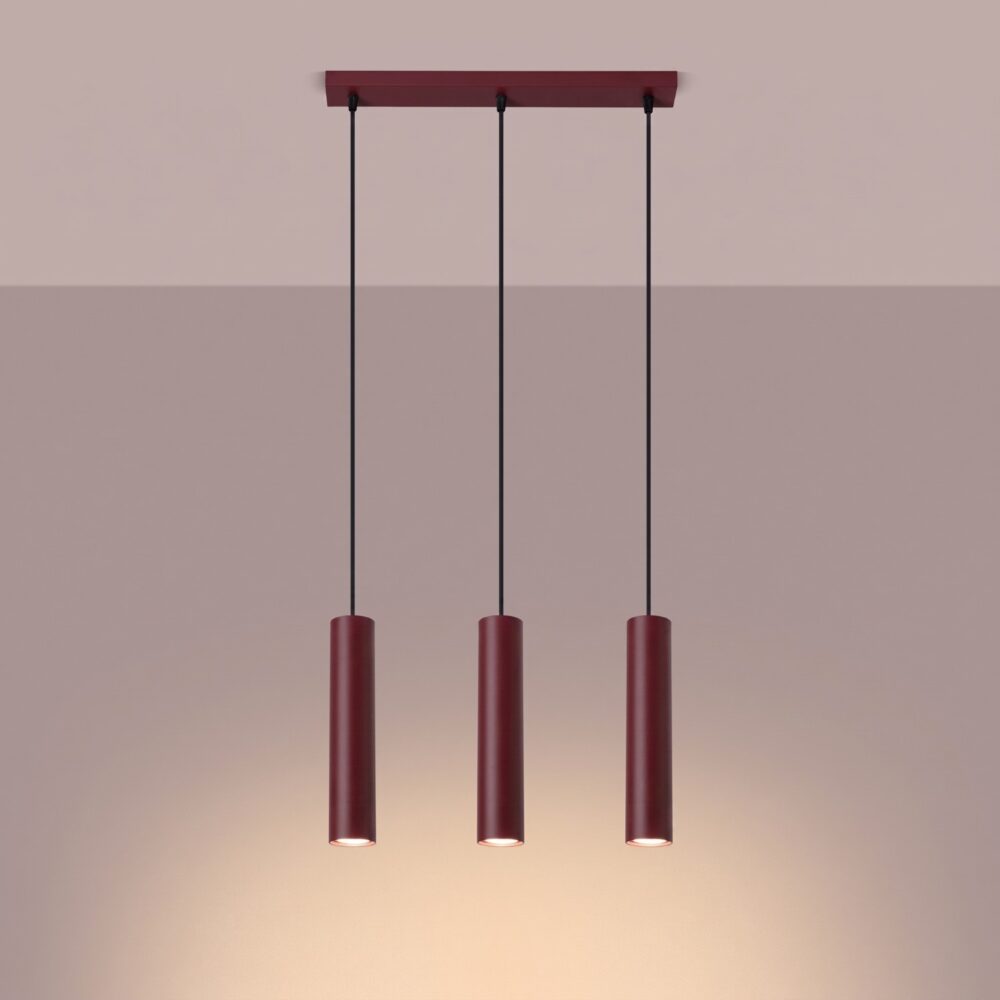 Lampa wisząca LAGOS 3L burgund