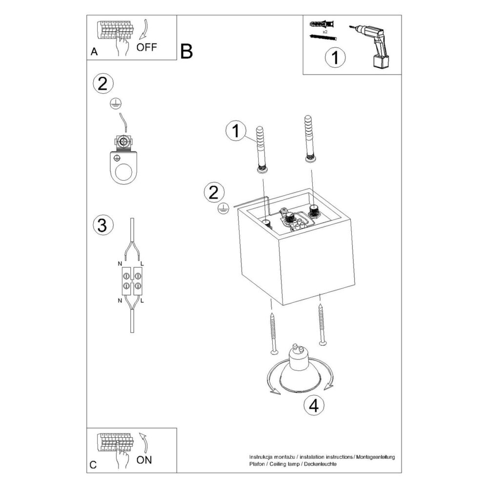 Plafon QUAD 1 ultramaryna