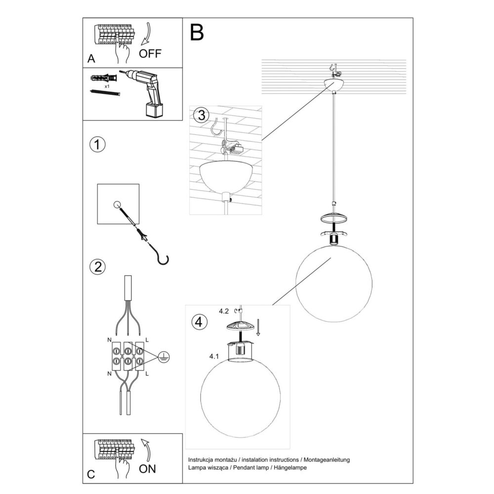 Lampa wisząca UGO 40 biała